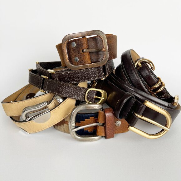 Vintage Accessories - Leather Belt Bundle 6 Pieces Old Money Quiet Luxury Boho Western Coastal Cowgirl